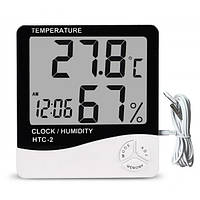 Термогигрометр цифровой HTC-2 с выносным датчиком (-50 до +70 ºC; 10 до 99%) с часами, будильником