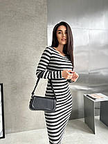 Тепла жіноча сукня міді в смужку трикотаж ангора Smmk8925, фото 3