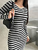 Тепла жіноча сукня міді в смужку трикотаж ангора Smmk8925, фото 8