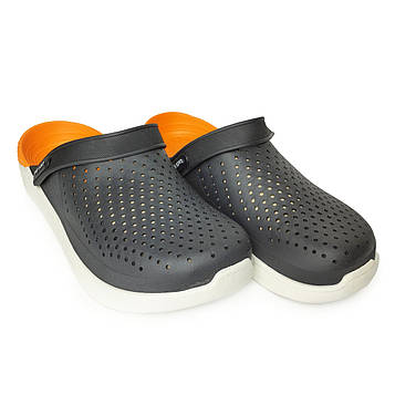 Крокси сабо чоловічі чорно-помаранчеві Luckline