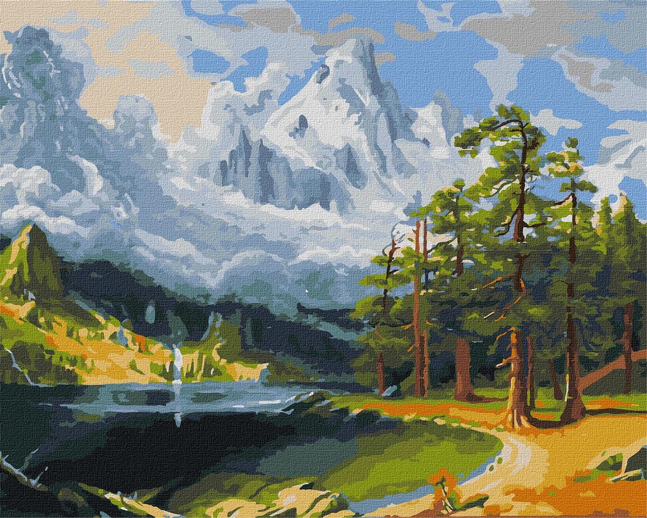 Картина за номерами Гірський пейзаж 40х50 Картини по цифрах на полотні Зимове дихання Картина за номерами Ідейка KHO2815, фото 1