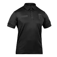 Служебная рубашка с коротким рукавом "Duty-TF" P1G Black, военная черная футболка с шевронами полицейскими,