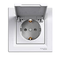 Розетка Shneider Electric Asfora з кришкою і заземленням Біла EPH3100121