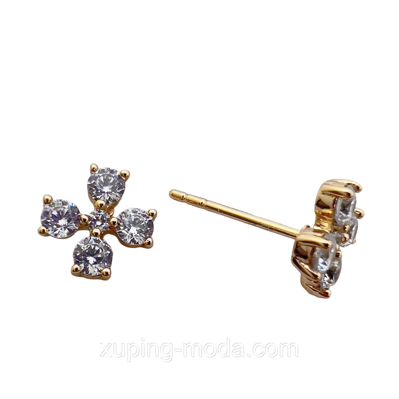 Гарні сережки xuping. 8 мм. 18 к, фото 1