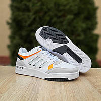Кроссовки мужские Adidas Drop Step белые с оранжевым, Адидас Дроп Степ кожаные прошиты. код OD-11141