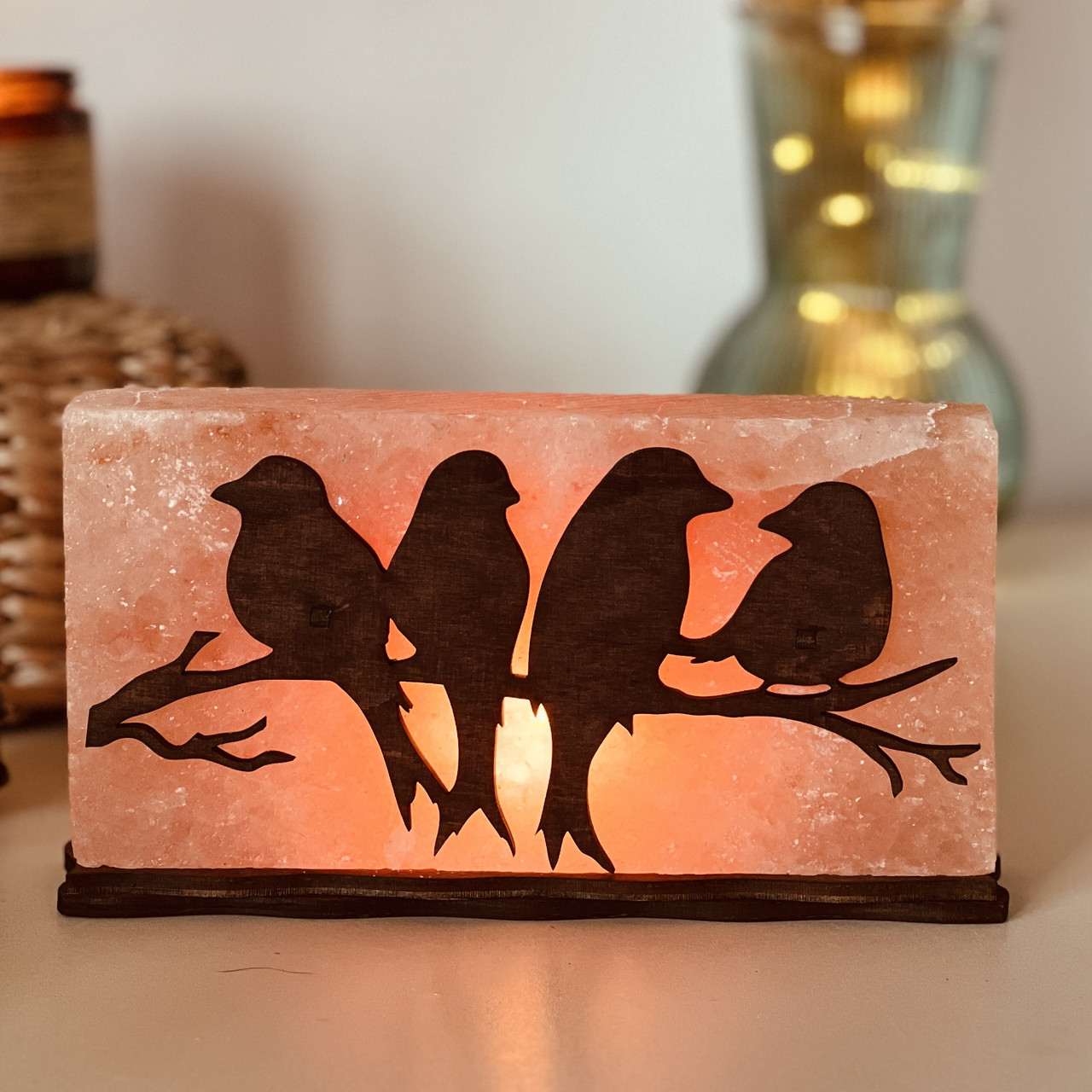 Соляна лампа з гімалайської солі “Птахи на гілці” 2 кг, фото 1