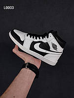 Жіночі кросівки Nike Air Jordan 1 чорні з білим модні кросівки для дівчини найк аір джордан