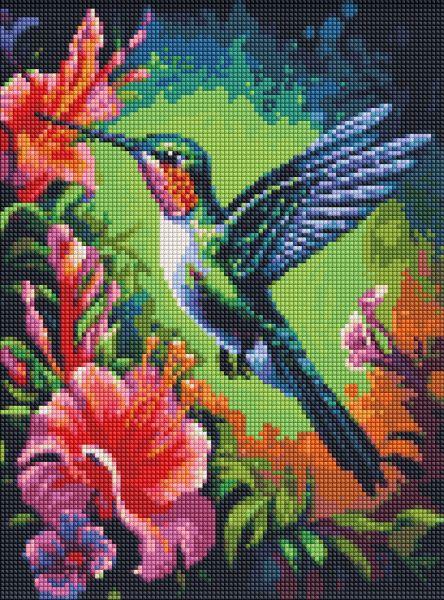Алмазна мозаїка Витончена колібрі з голограмними стразами (AB) art_selena_ua 30х40 Ідейка (AMO7846)