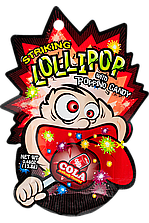 Цукерки Strawberry Lollipop with Popping Candy STRIKING 13,8 г