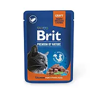 Влажный корм для котов Brit Premium Sterilised pouch 100 г - лосось