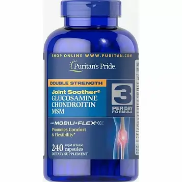 Глюкозамін хондроїтин МСМ  - Puritan's Pride Glucosamine Chondroitin MSM / 240 caplets