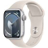 Смарт-часы Apple Watch Series 9 GPS 41mm Silver Aluminium Case with Storm Blue Sport Band - S/M (MR903QP/A) c