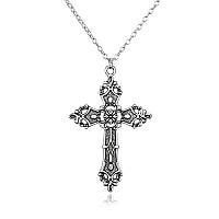Винтажное ожерелье с подвеской крест с цепочкой в стиле готического гранжа