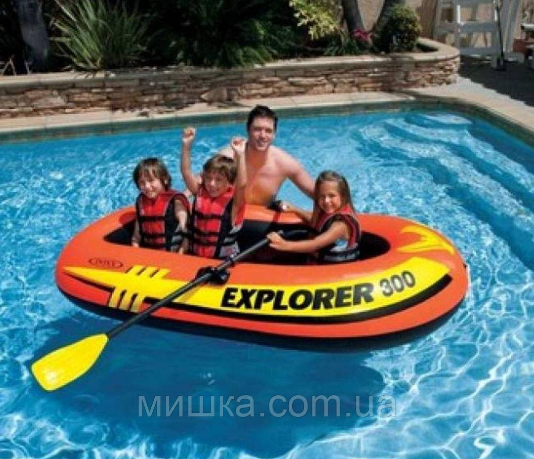 Надувний човен Explorer 300, 211*117 см, Intex 583132, 2 весла, насос