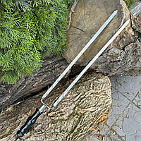 Шампур подвійний із дерев'яною ручкою 630х12х3мм чорний