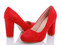 Жіночі замшеві туфлі червоного кольору на високому каблуці 35 37