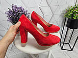 Туфлі жіночі замшеві червоного кольору на високому каблуці 35 37 38 39 40, фото 2