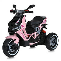Электромобиль скутер трехколесный детский мопед M 5744EL-8, розовый