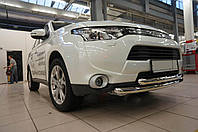 Защита переднего бампера двойная для Mitsubishi Outlander 2012+