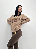 Двухцветный костюм женский "Nopeday" 54/56, Капучино+шоколадный