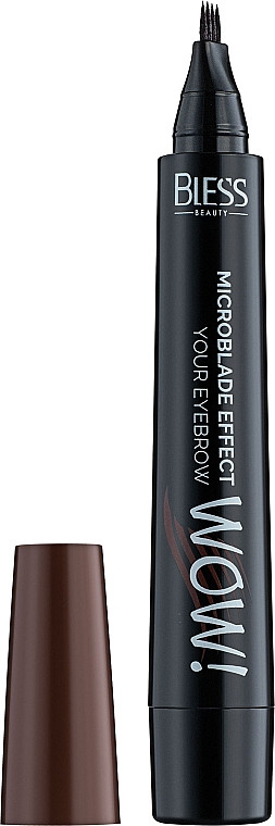 Маркер для брів Bless Beauty Wow Tattoo Brow Pen з ефектом мікроблейдингу, No1 Dark Brown, 2 г