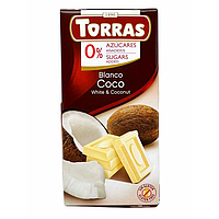 Шоколад безглютеновый белый с кокосом без сахара 75г Blanco Coco Torras