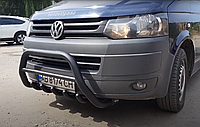 Кенгурятник з перемичкою і грилем D60 для Mitsubishi Pajero Wagon 2006+ (WT003, чорний мат)