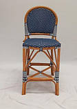 Стілець для барної стійки з ротанга для кафе та бару 46х61х107см, фото 2