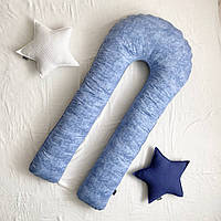 Двусторонняя подушка для беременных велюр/поплин Звезды размер 145×60 цвет Мрамор джинс