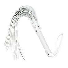 Батіг Flirty, еко-шкіра зі шкіряною ручкою, білий, 60 см