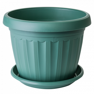 Цветочный вазон Терра с подставкой 10х8 зеленый 0,35 л Алеана - фото 1 - id-p2100507707