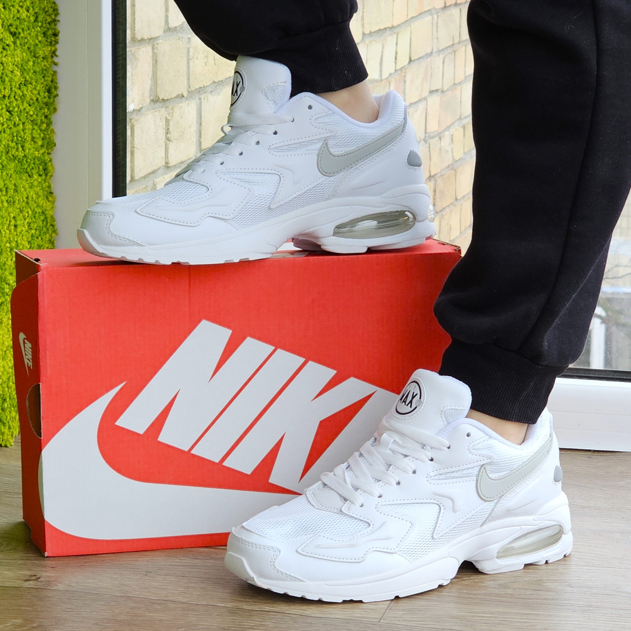 Чоловічі Білі Кросівки N!ke 90 Air Max 2 Шкіряні Найки для бігу (розміри: 42,43,44) Відео Огляд