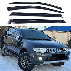 Дефлектори вікон, вітровики на Mitsubishi Pajero Sport II 2008-2015 (скотч) AV-Tuning