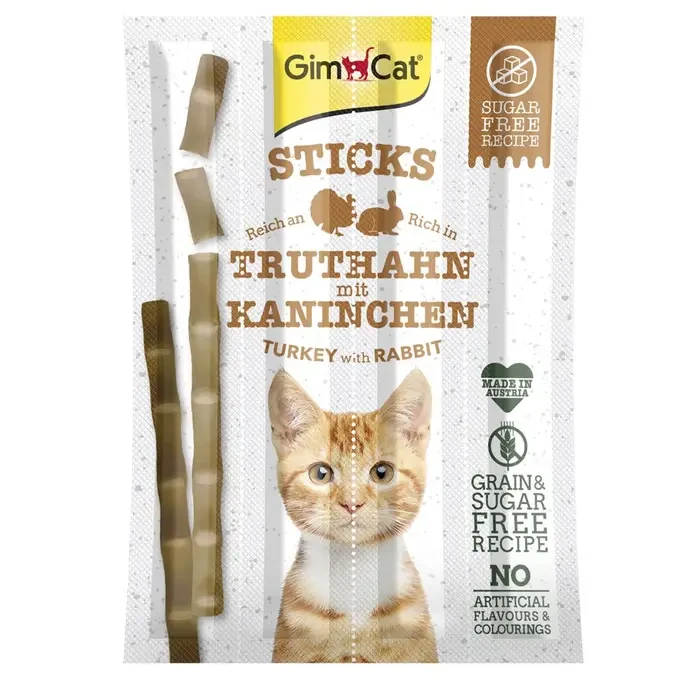 Ласощі для котів GimCat Sticks 4 шт.*5г (індичка та кролик)
