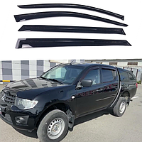 Дефлекторы окон, ветровики на Mitsubishi L 200 2006-2015 (скотч) AV-Tuning