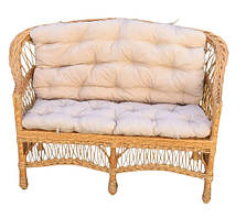 Плетений Диван з накидкою кавовій | диван з лози для 3 осіб | диван плетений з лози з подушкою