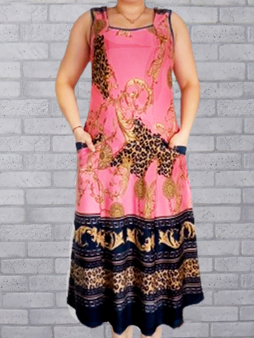 Жіночий сарафан — плаття віскоза без рукава та з кишенями трикотажне