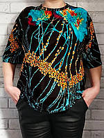 Трикотажная блузка женская вискоза, женская футболка бамбук летняя с коротким рукавом 50