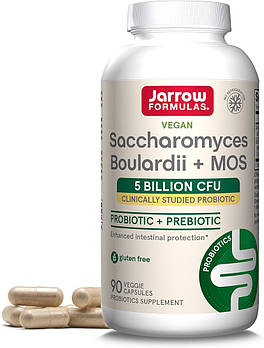 Jarrow Formulas Saccharomyces Boulardii + MOS / Сахарацети Булориді плюс МОС, пробіотики, 5 млрд ДЕЩУ 90 кап