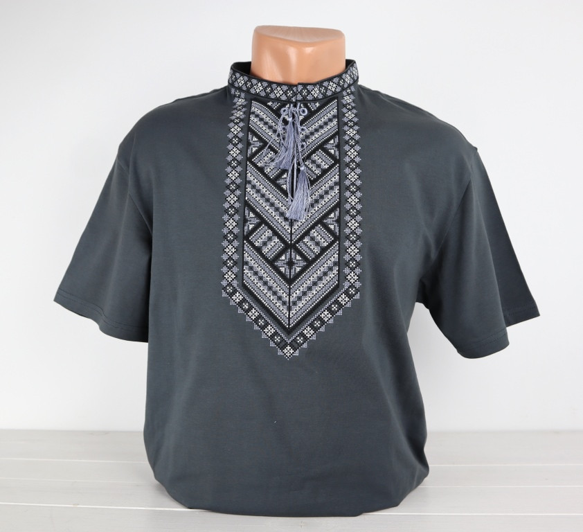 Футболка з вишивкою чоловіча Коломия темний графіт,футболка вишивка, футболка вишиванка, футболка з вишиванкою, футболка вишита