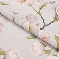 Ткань Декоративная ткань лонета яблочный цвет белый фон светло серый (280см 177г/м² пог.м) 184759