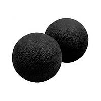 Массажный двойной мячик EasyFit EF-1062-B, TPR 12х6 см, черный, Vse-detyam