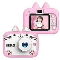 Дитячий фотоапарат X900 Cat, рожевий (акумулятор: 400 мАг, 4-кратний зум, фото 20МП, 1080HD відео), фото 4