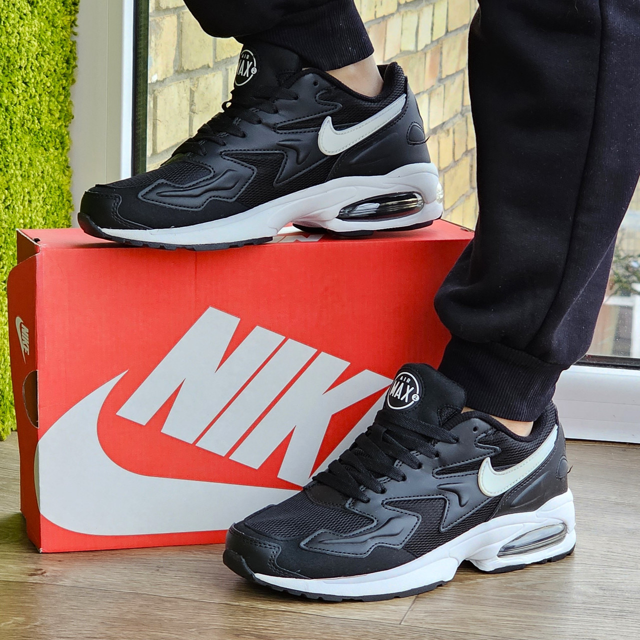 Чоловічі Чорні Кросівки N!ke 90 Air Max 2 Шкіряні Найки для бігу (розміри: 41,42,43,44,45) Відео Огляд