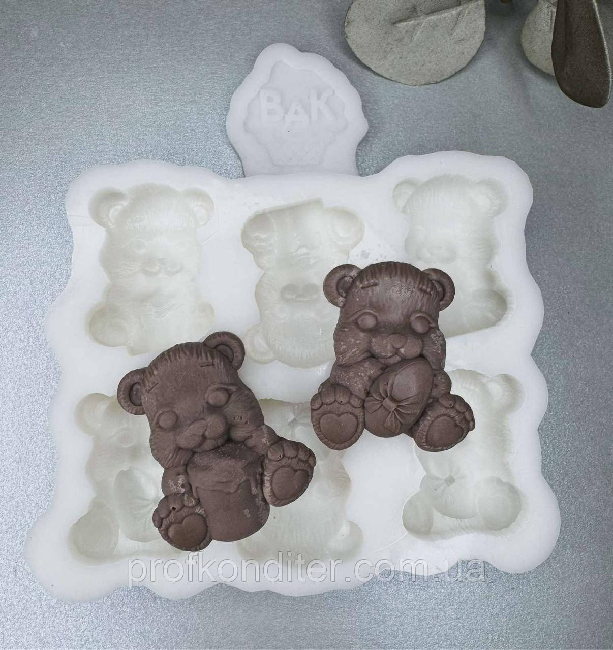 Ексклюзив! Силіконовий молд для шоколаду та ін "Ведмежата ПАСХАЛЬНІ", фото 1