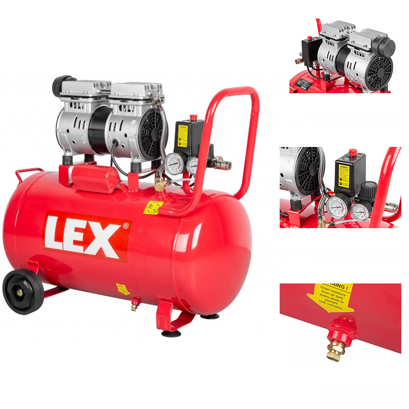 Компресор безмасляний безшумний LEX LXAC50-21LO, 50 л, 7 бар, 60 дБ, фото 1