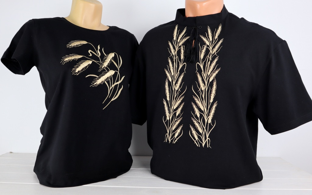 Сімейні футболки / Family look з вишивкою Колоски, футболки вишивки,футболки вишиванки,футболки з вишиванкою, фото 1