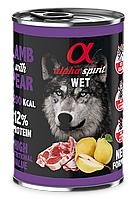 Повнораціонний вологий корм Alpha Spirit Lamb with Pear з ягнятиною та грушами для дорослих собак 400 г (as969961)