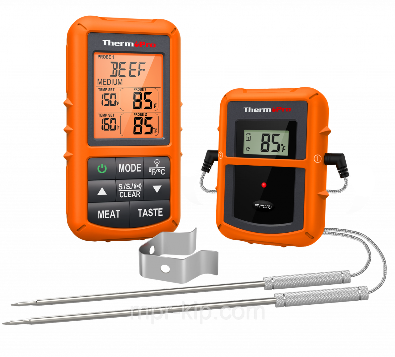 Термометр бездротовий двоканальний ThermoPro TP-20S з таймером, 7 режимів для м'яса, діапазон від 0 до +300°С