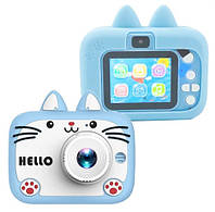 Дитячий фотоапарат X900 Cat, блакитний (4-кратний зум, акумулятор 400 мАг, відео 1080HD, фото 20МП), фото 4